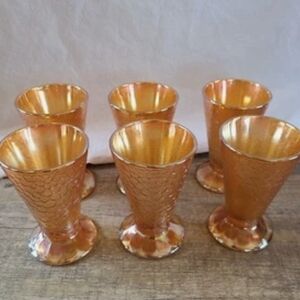 Elegant Jeanette Carnival Glass Drinkware Set of 6